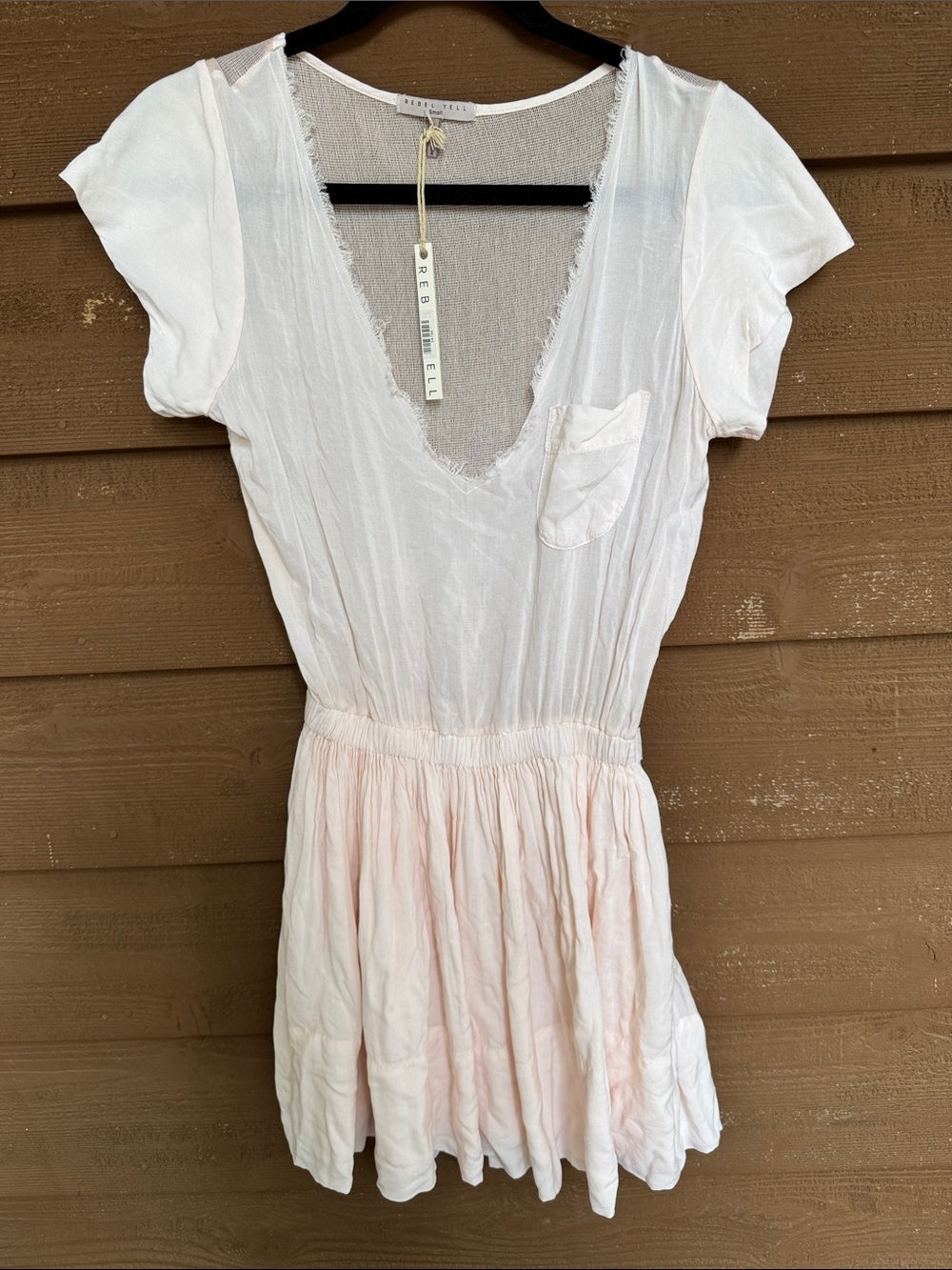 NWT Rebel Yell Nude/Ballet Pink Sheer back dress size Small